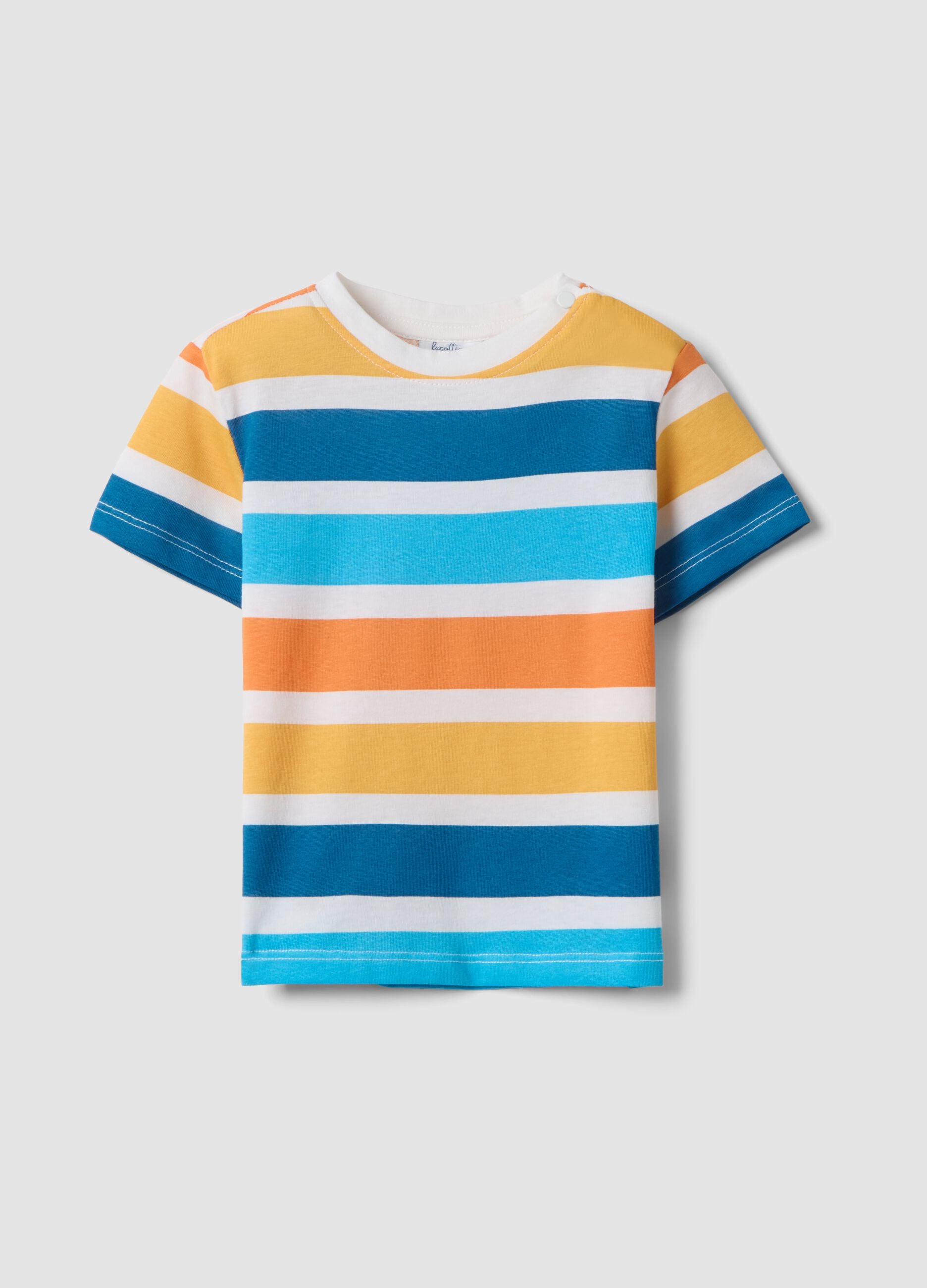 Boys&rsquo; multicolour striped pure cotton T-shirt, regular fit