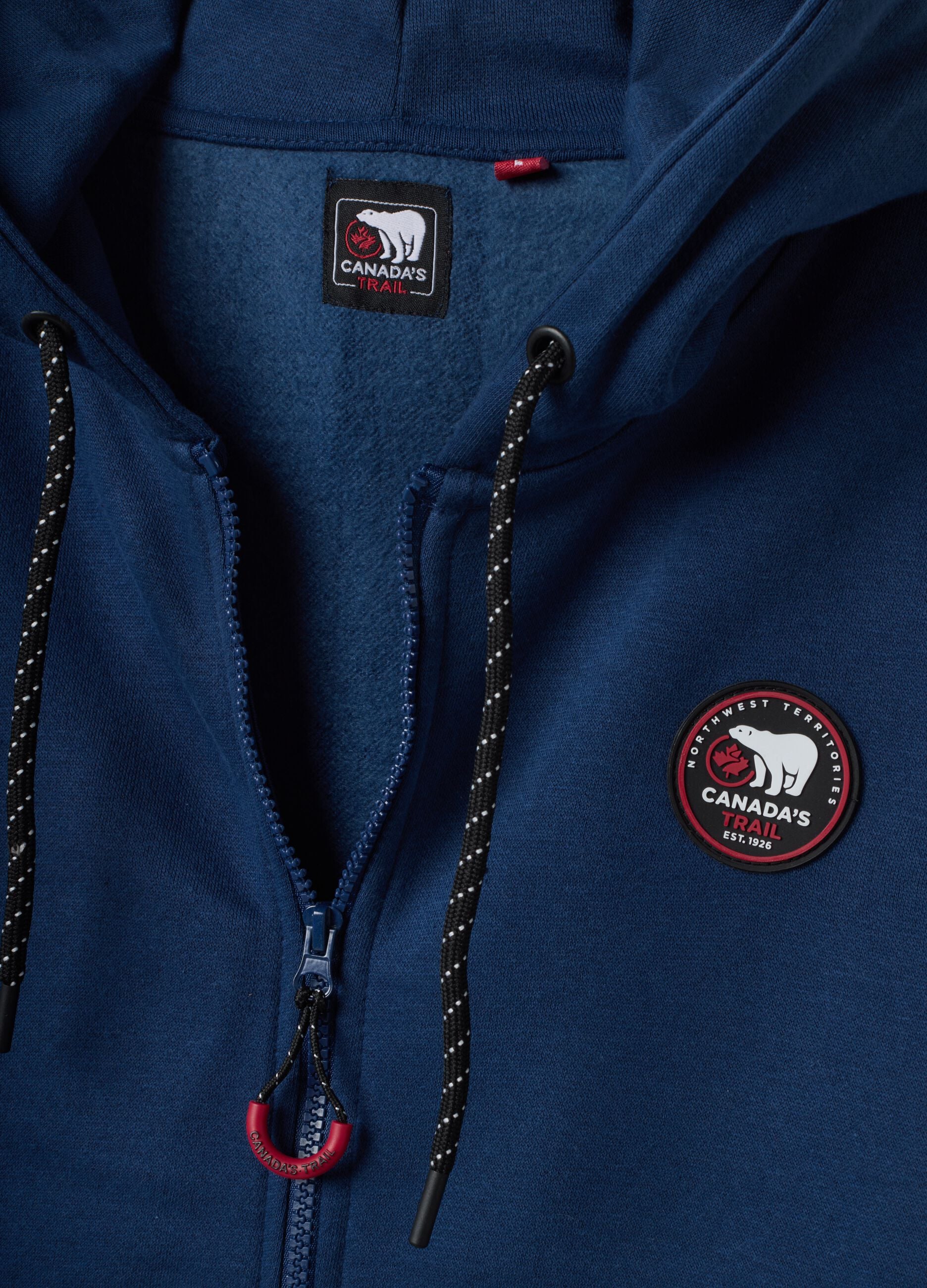 Blue cotton-blend hooded sweatshirt