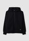 Black cropped pure cotton hoodie with oversized fit_0
