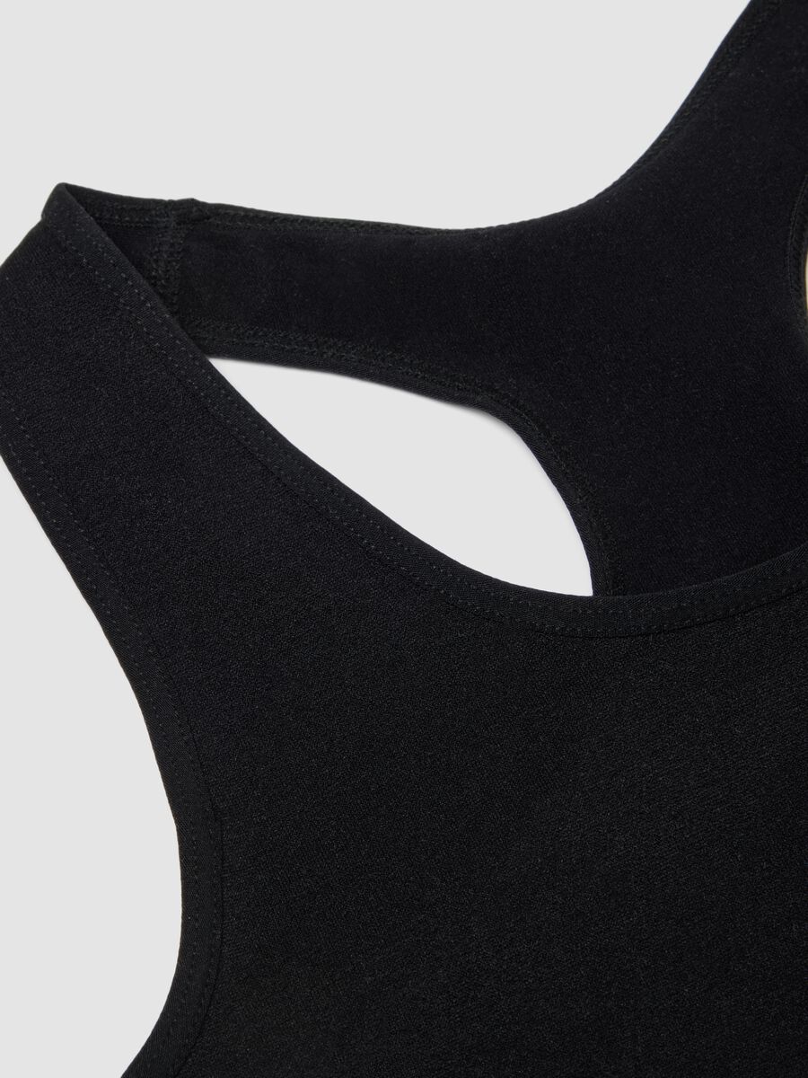 Black stretch microfibre sports bra for girls_2