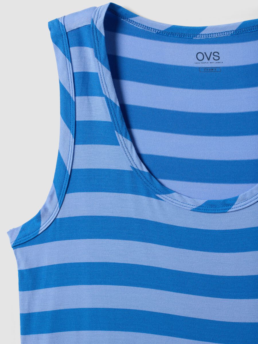 Blue striped stretch viscose tank top_5