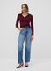 Red viscose-blend polo-collar top, regular fit_1