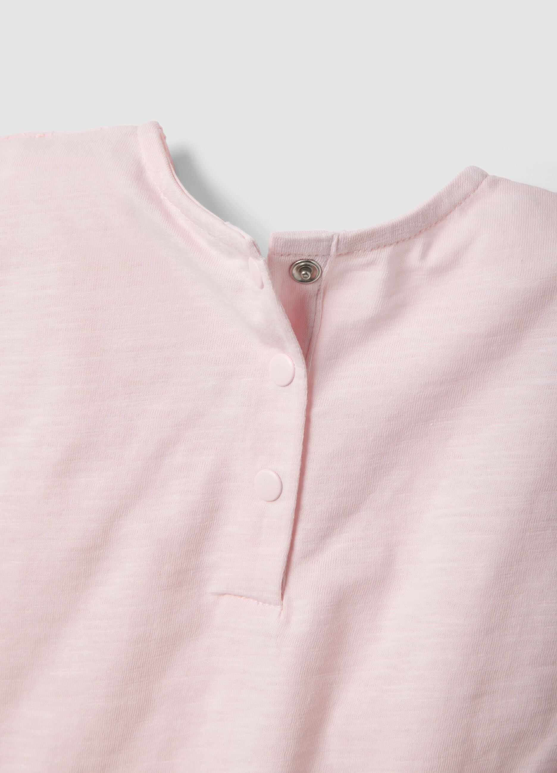 Girls' pink pure cotton T-shirt regular fit with embroidery
