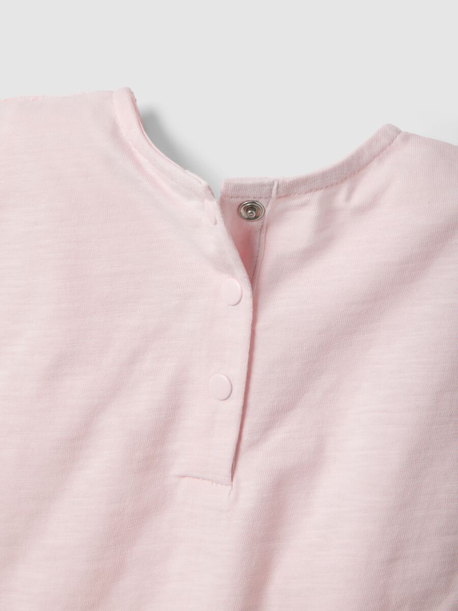Girls' pink pure cotton T-shirt regular fit with embroidery_2