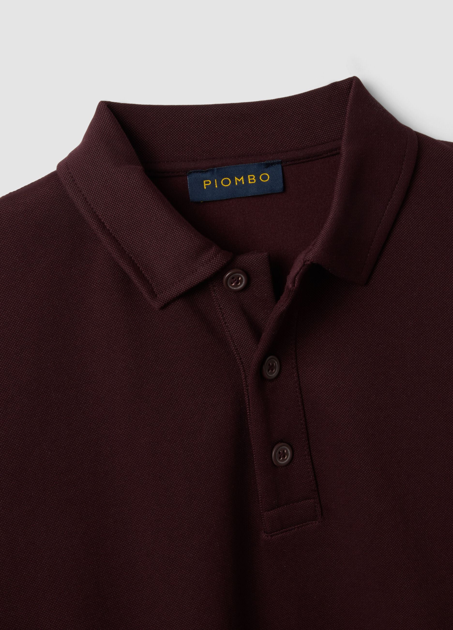 Brown stretch polo-collar sweatshirt, relaxed fit