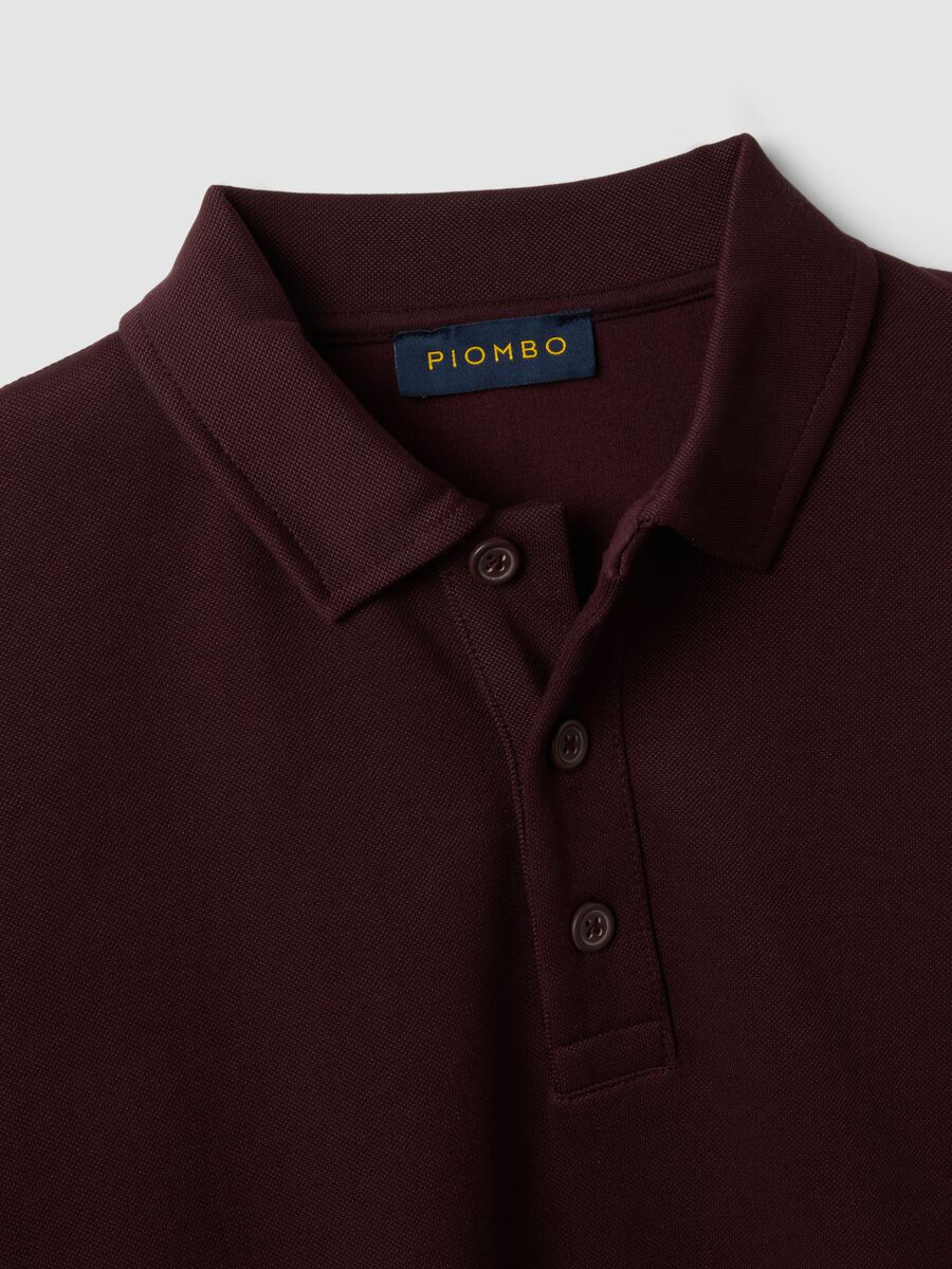 Felpa marrone in tessuto elasticizzato con collo polo relaxed fit_5