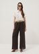 Brown pure linen wide-leg trousers with elasticated waist_0