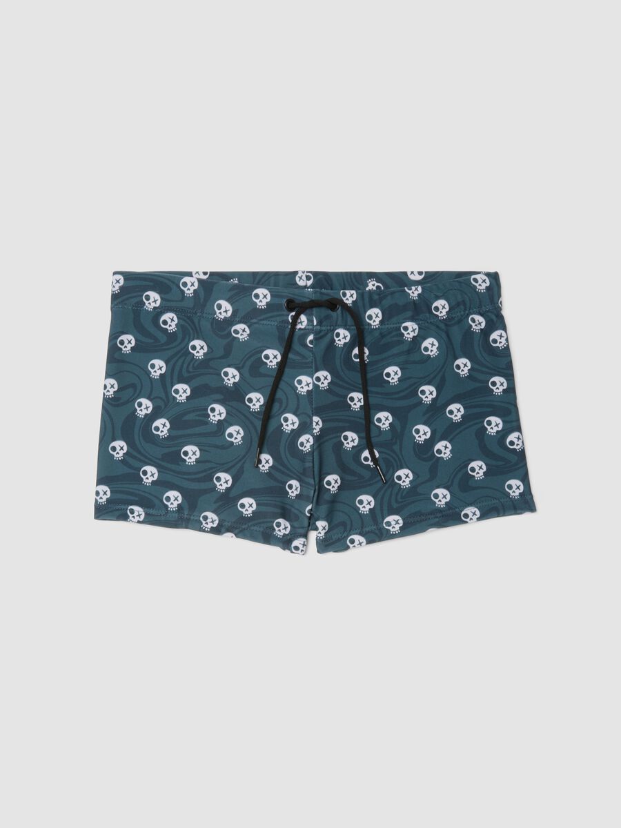 Costume boxer blu in tessuto elasticizzato_0