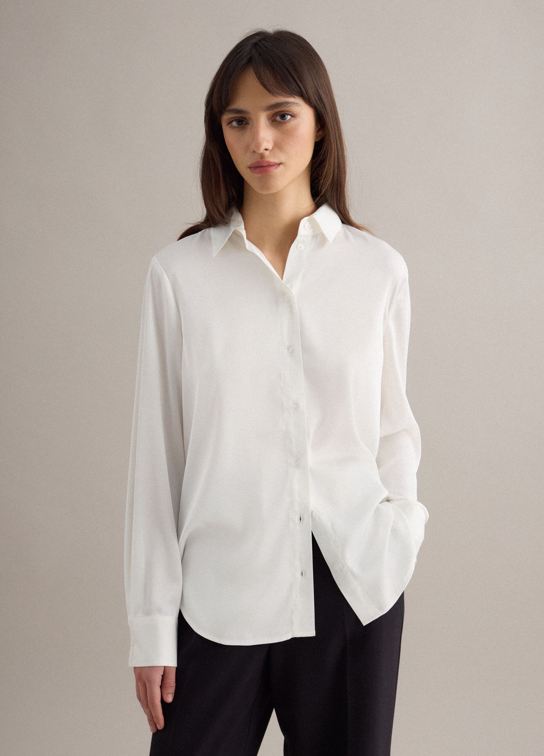 White long-sleeve regular fit shirt