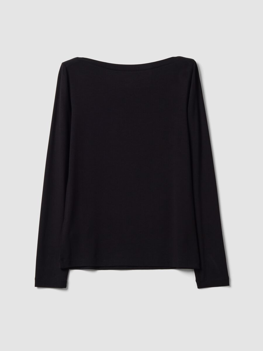 T-shirt nera in viscosa elasticizzata slim fit_5