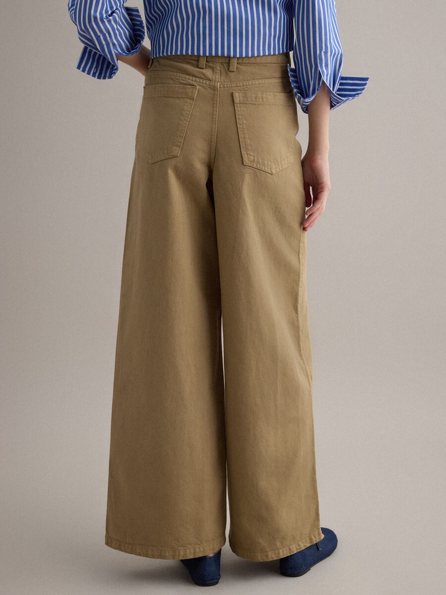 Jeans in puro cotone denim beige wide leg_2