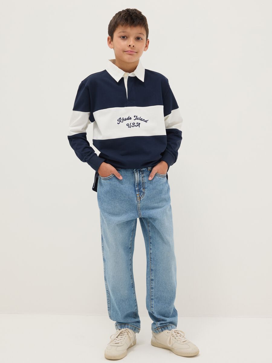 Jeans in puro cotone azzurri da ragazzo regular fit_0