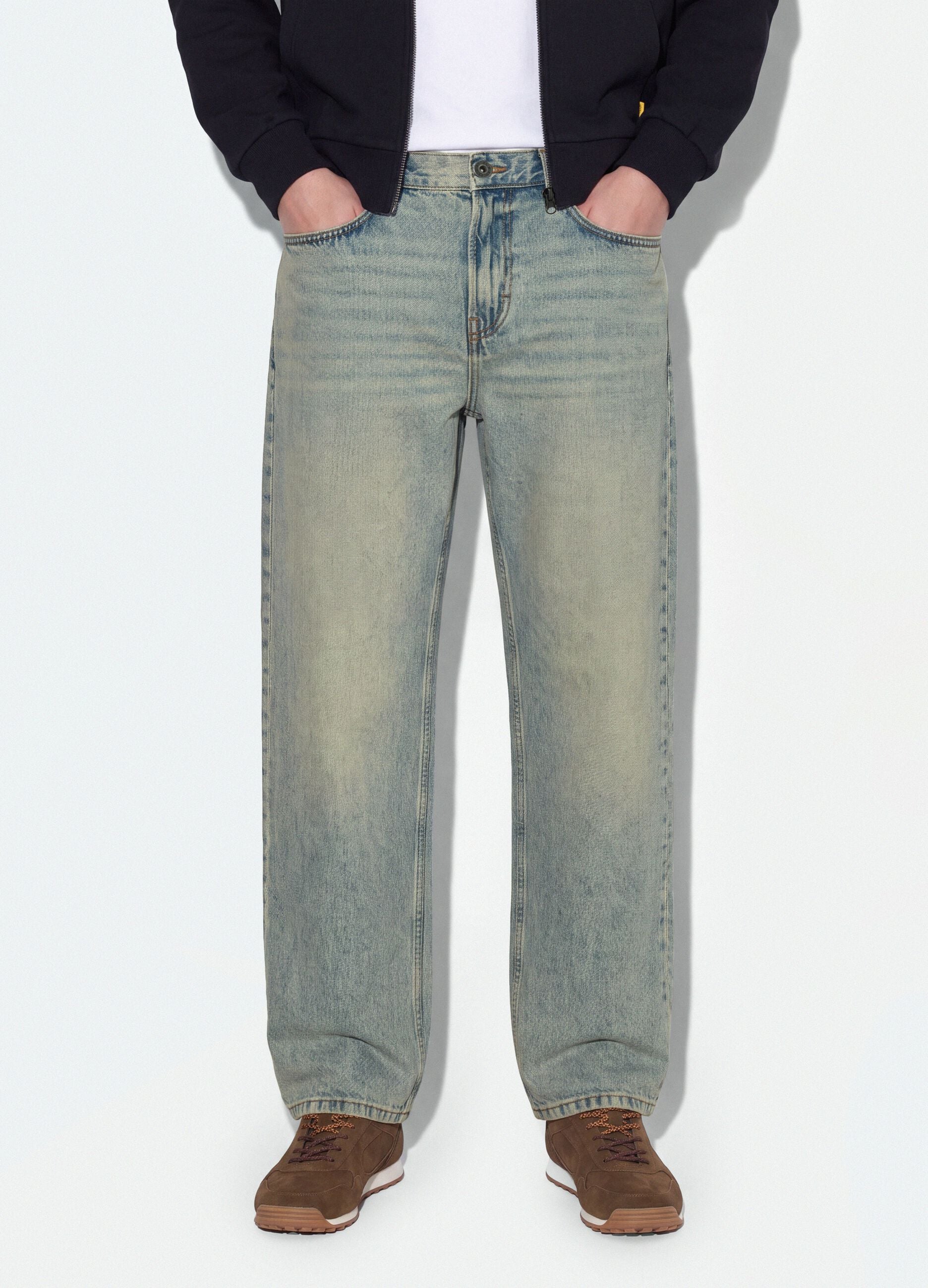 Light blue denim jeans in pure cotton, loose fit