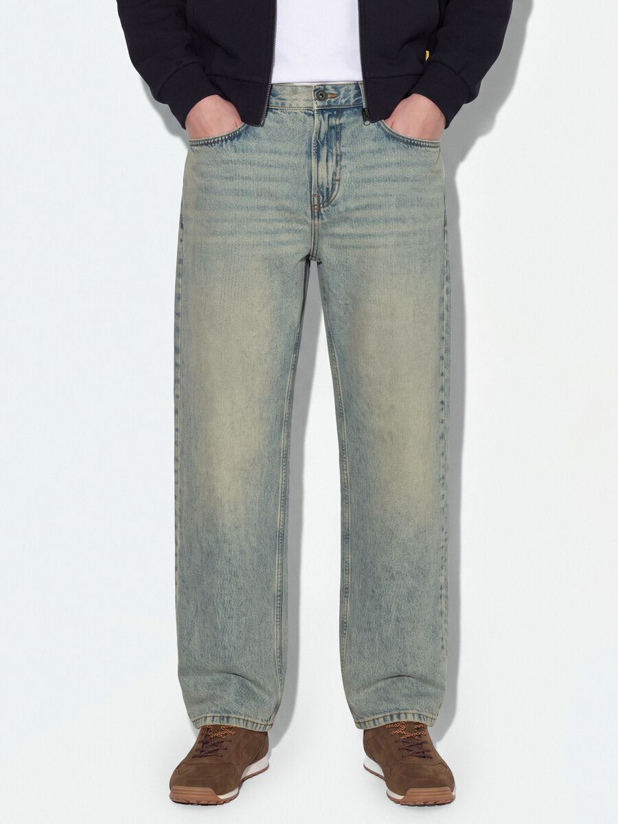 Jeans denim azzurri in puro cotone loose fit_1