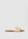Beige Sandals with White Floral Detail_0