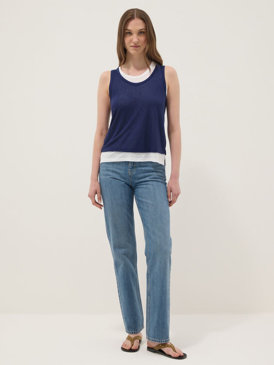Blue viscose-blend regular-fit tank top_2