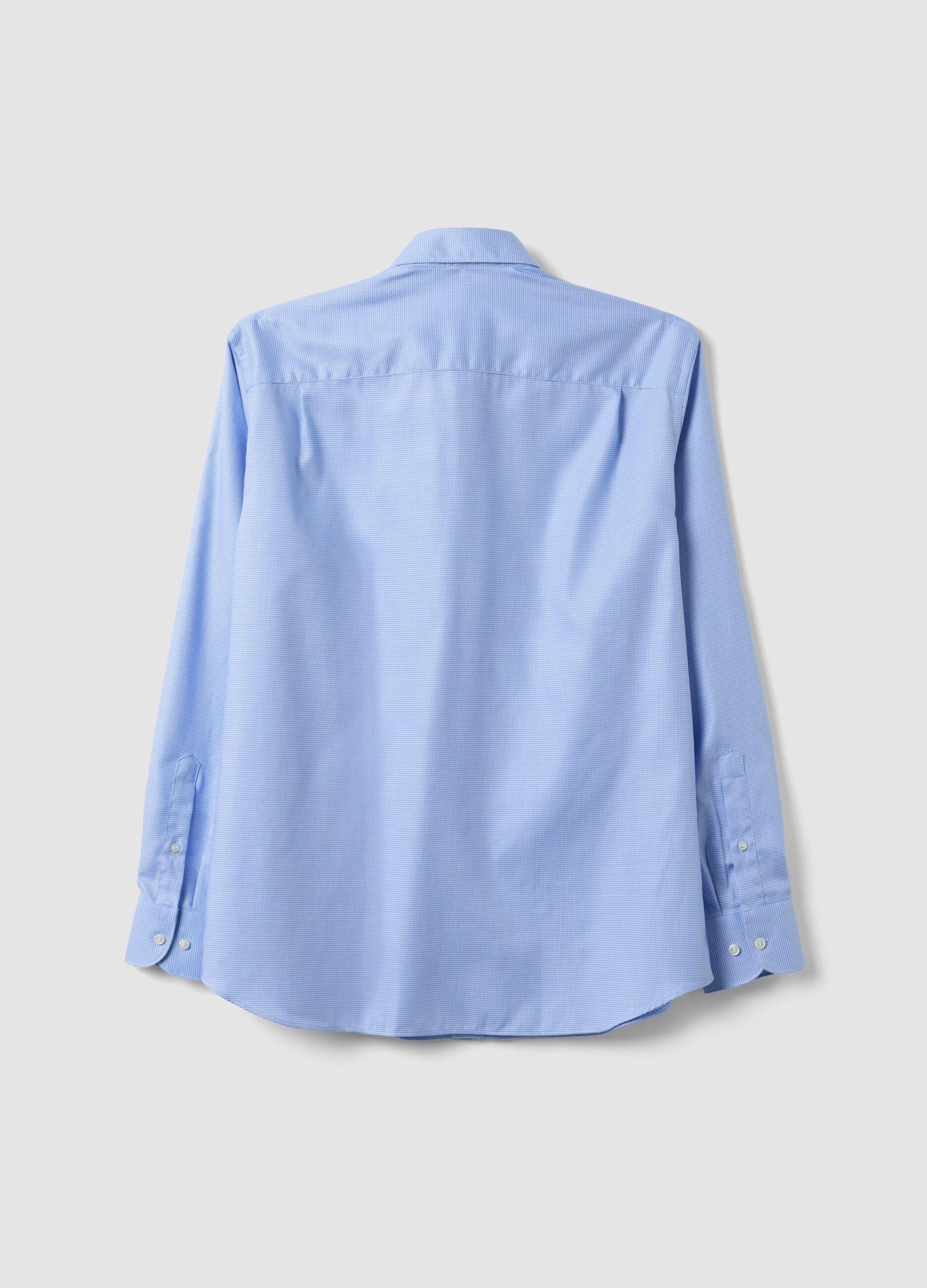 Light blue pure cotton shirt with French collar, easy-iron, regular fit