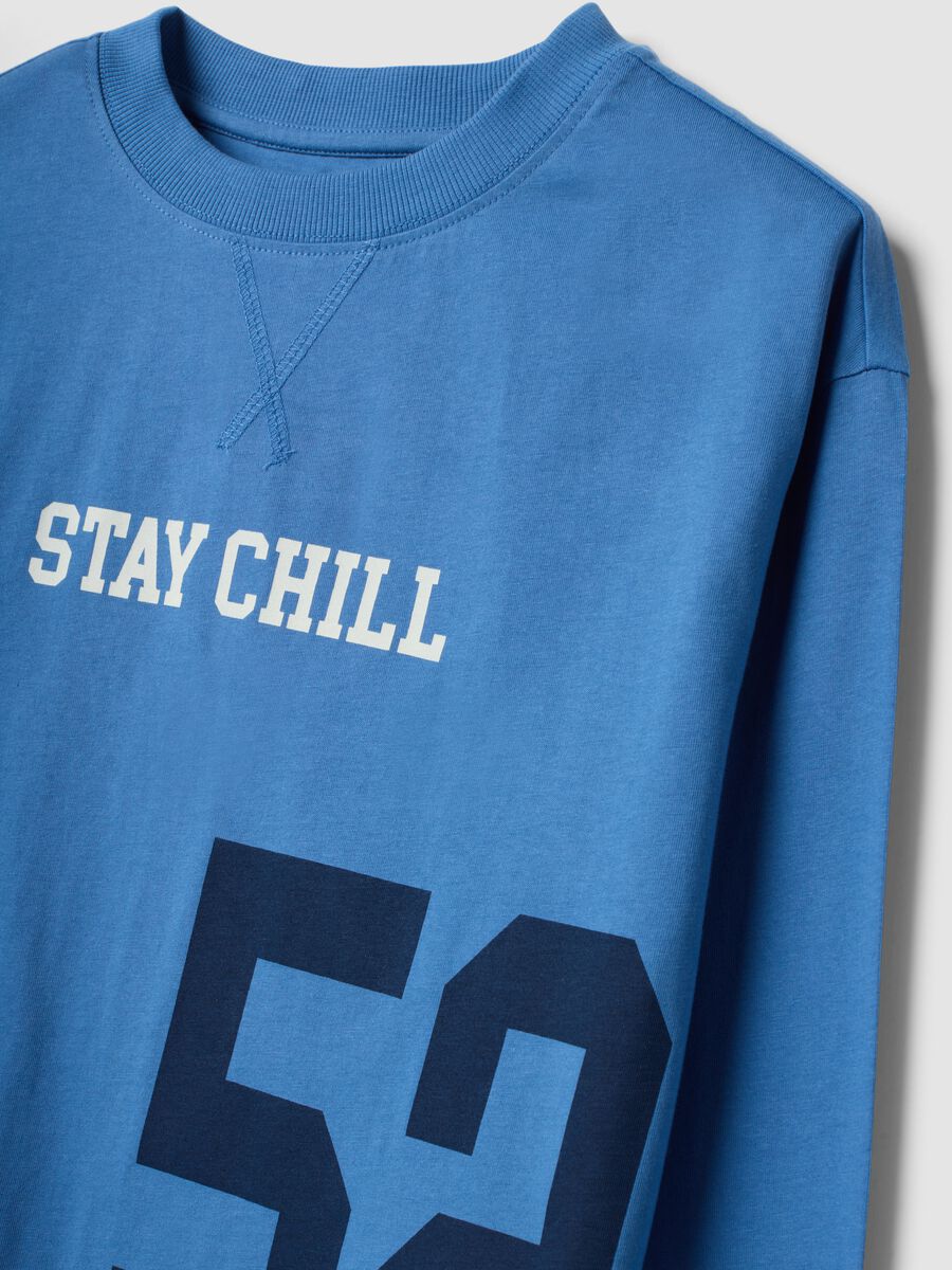 Blue pure organic cotton crew-neck pyjamas_2