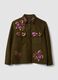 Brown wool-blend blazer with floral embroidery_1