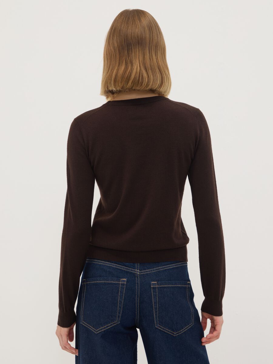 Brown crew-neck wool-blend jumper, regular fit_3