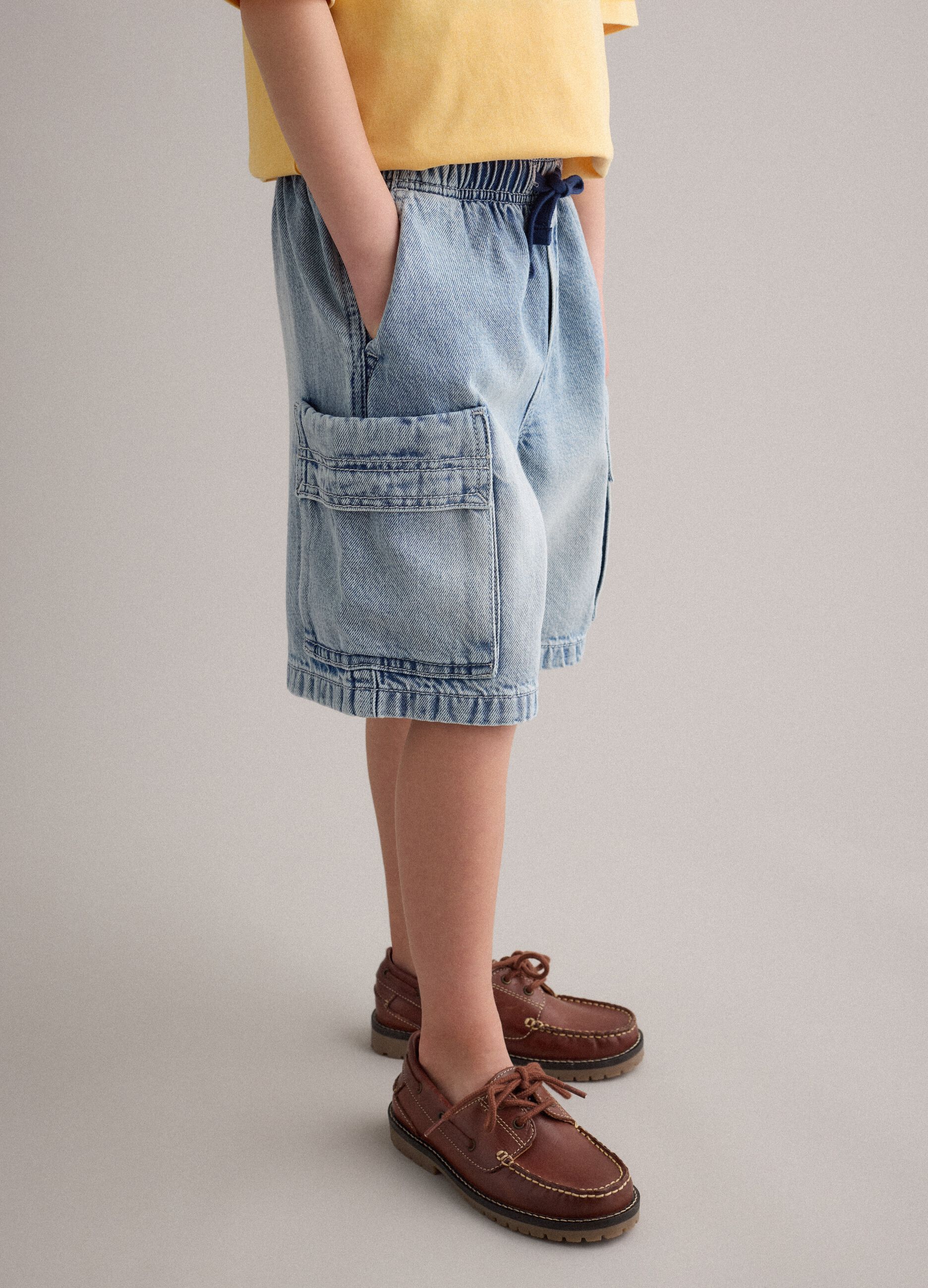 Baggy pure cotton blue shorts for boys