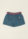 Gonna jeans in puro cotone con ricamo ciliegia da neonata_2