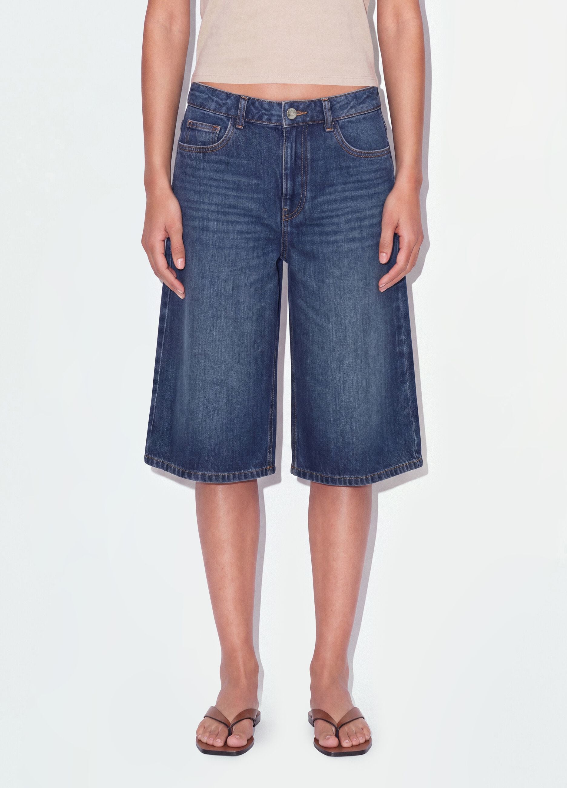Blue pure cotton baggy denim shorts