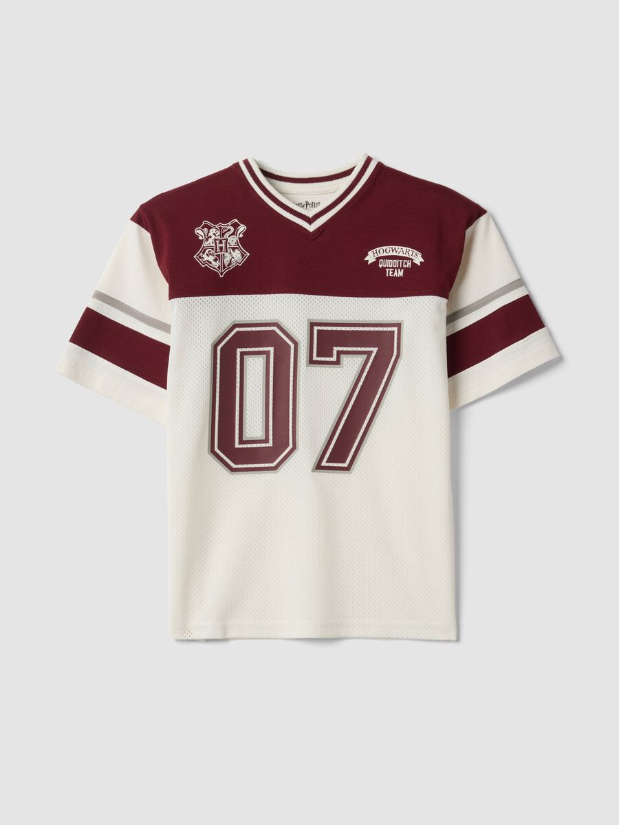 T-shirt bianca in puro cotone con stampa Harry Potter relaxed fit_3