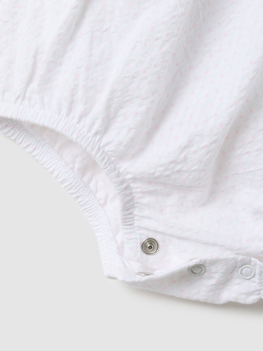 Set in puro cotone bianco da neonata con volant_3