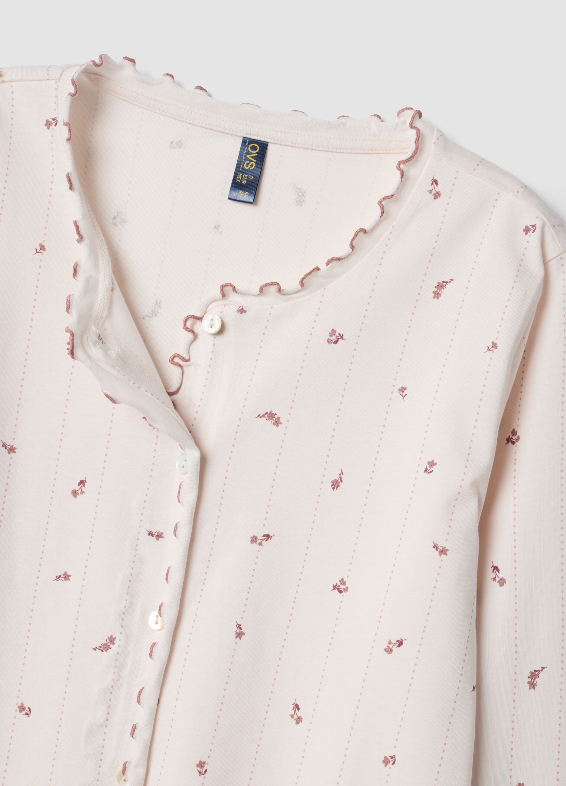 Pink pure organic cotton crew-neck pyjamas