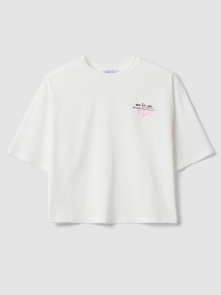 White pure cotton T-shirt with embroidery, boxy fit_4