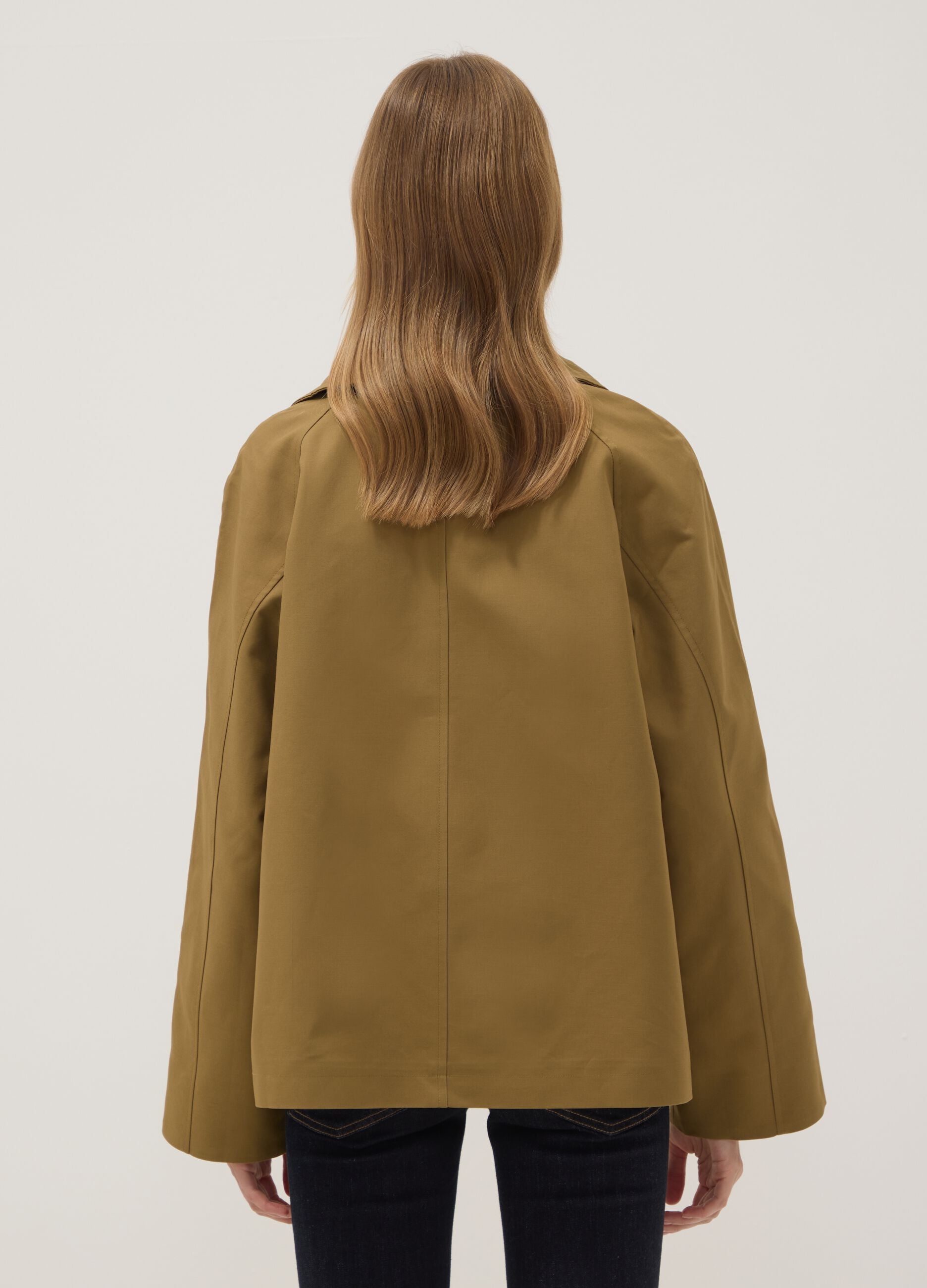 Green pure cotton jacket with buttons, regular fit