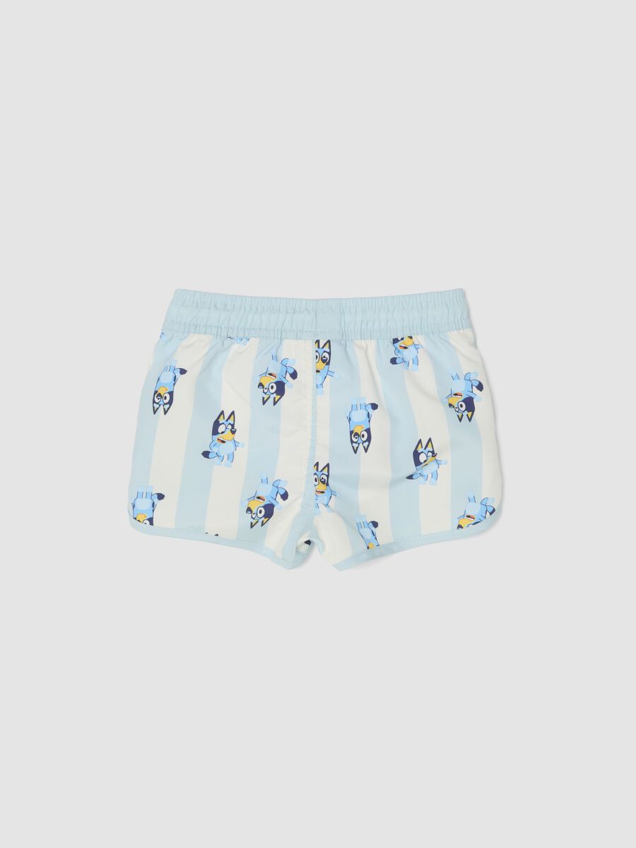 Costume shorts azzurro a righe con stampa Bluey per bimbo_1