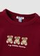 Red stretch organic cotton crew-neck T-shirt with teddy bear embroidery_3