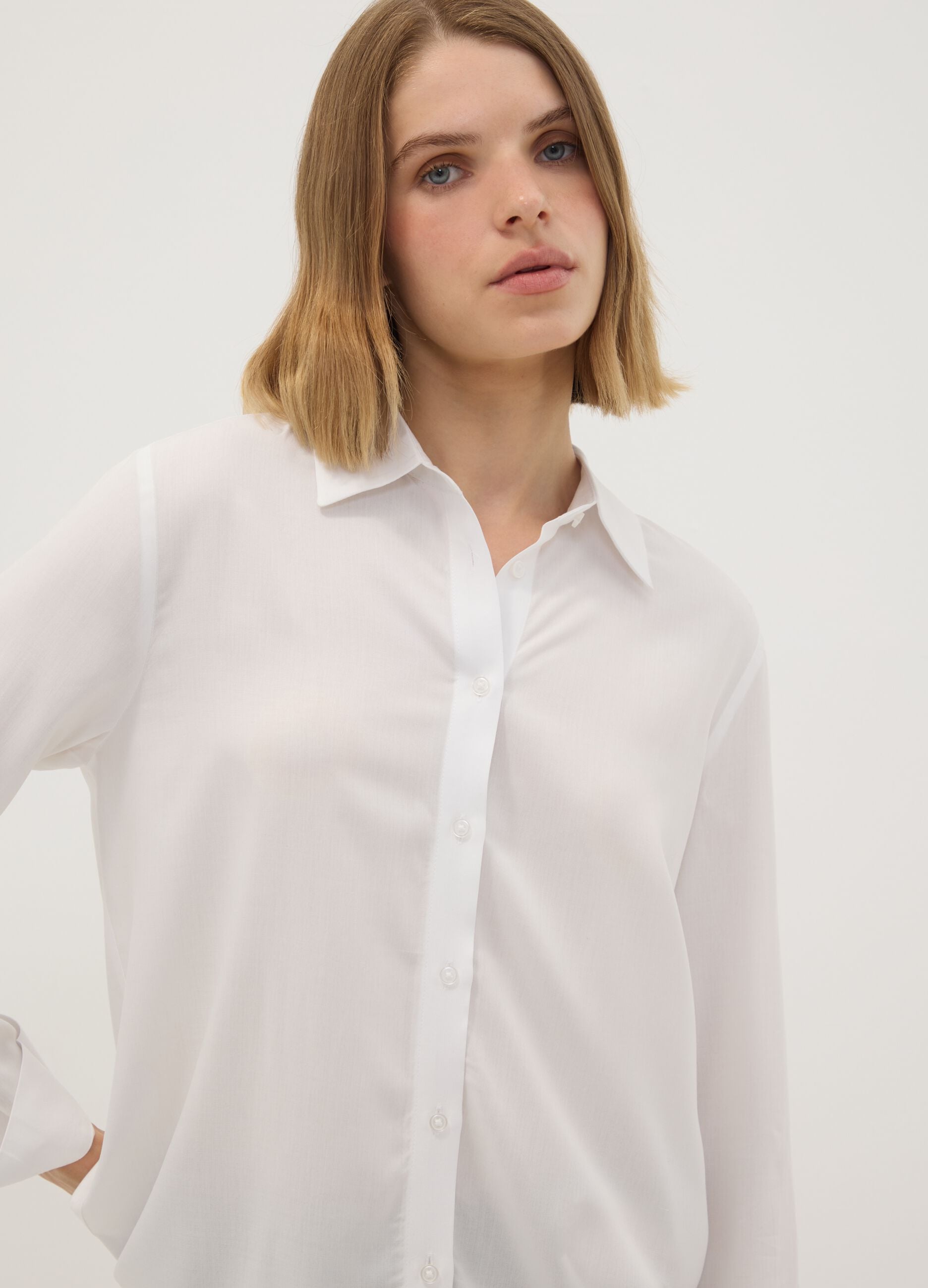 White pure viscose regular-fit shirt