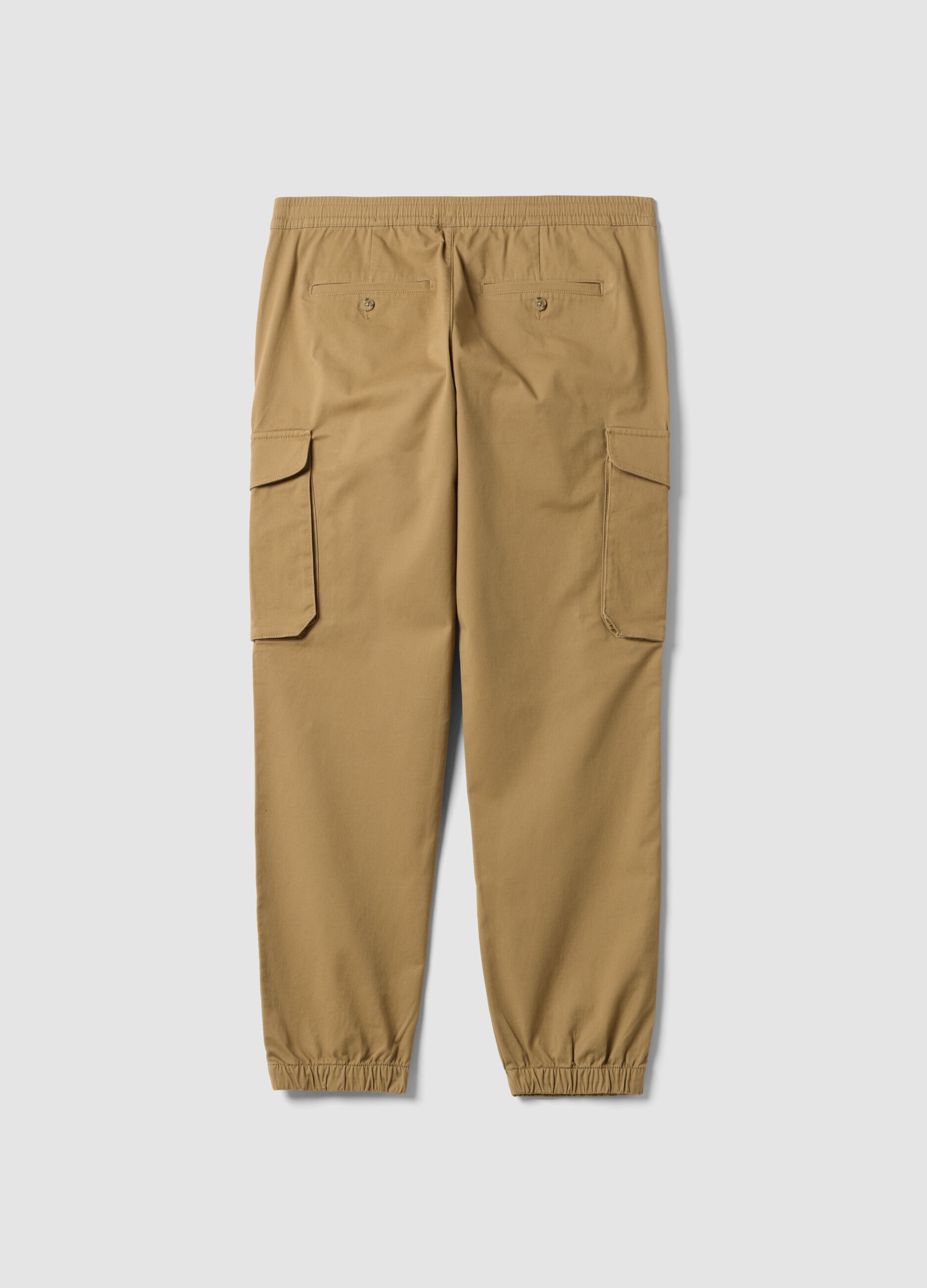 Brown regular-fit stretch cotton cargo trousers