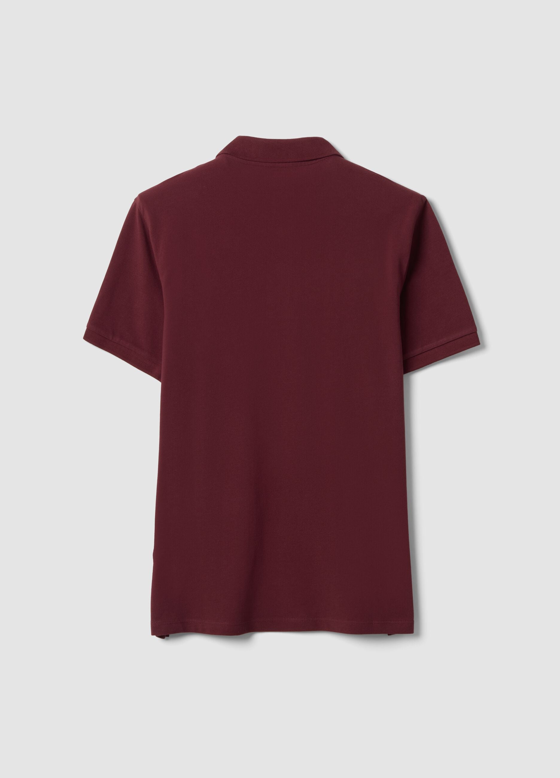 Red pure cotton piqu&eacute; polo shirt with classic collar, regular fit