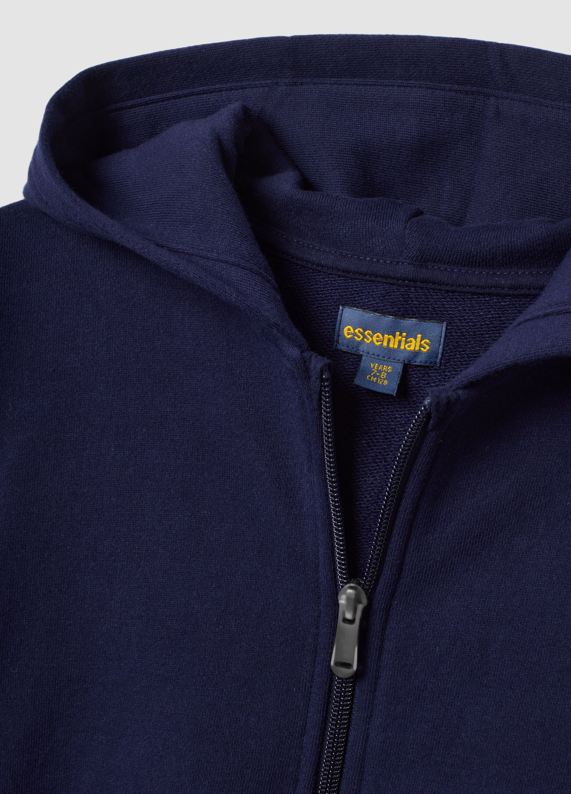 Blue pure cotton hooded sweatshirt