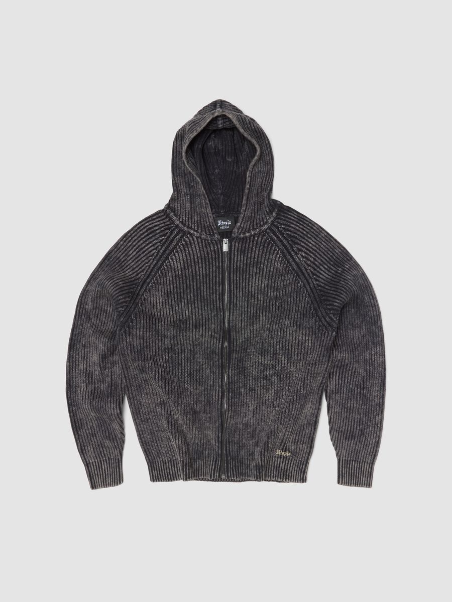 Knit Ribbed Hoodie Vintage Grey_0