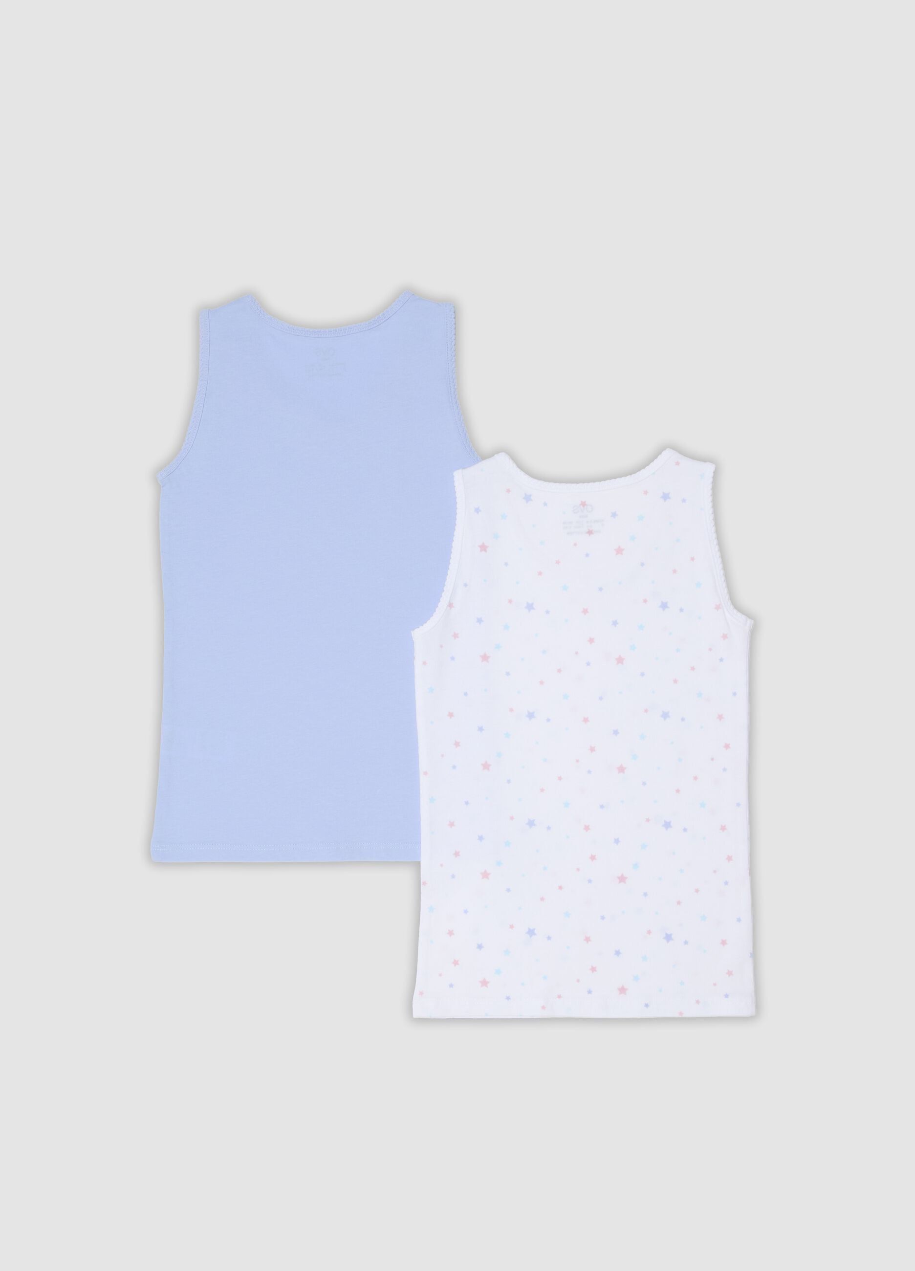 2-pack of multicolour organic cotton vests with print for girls