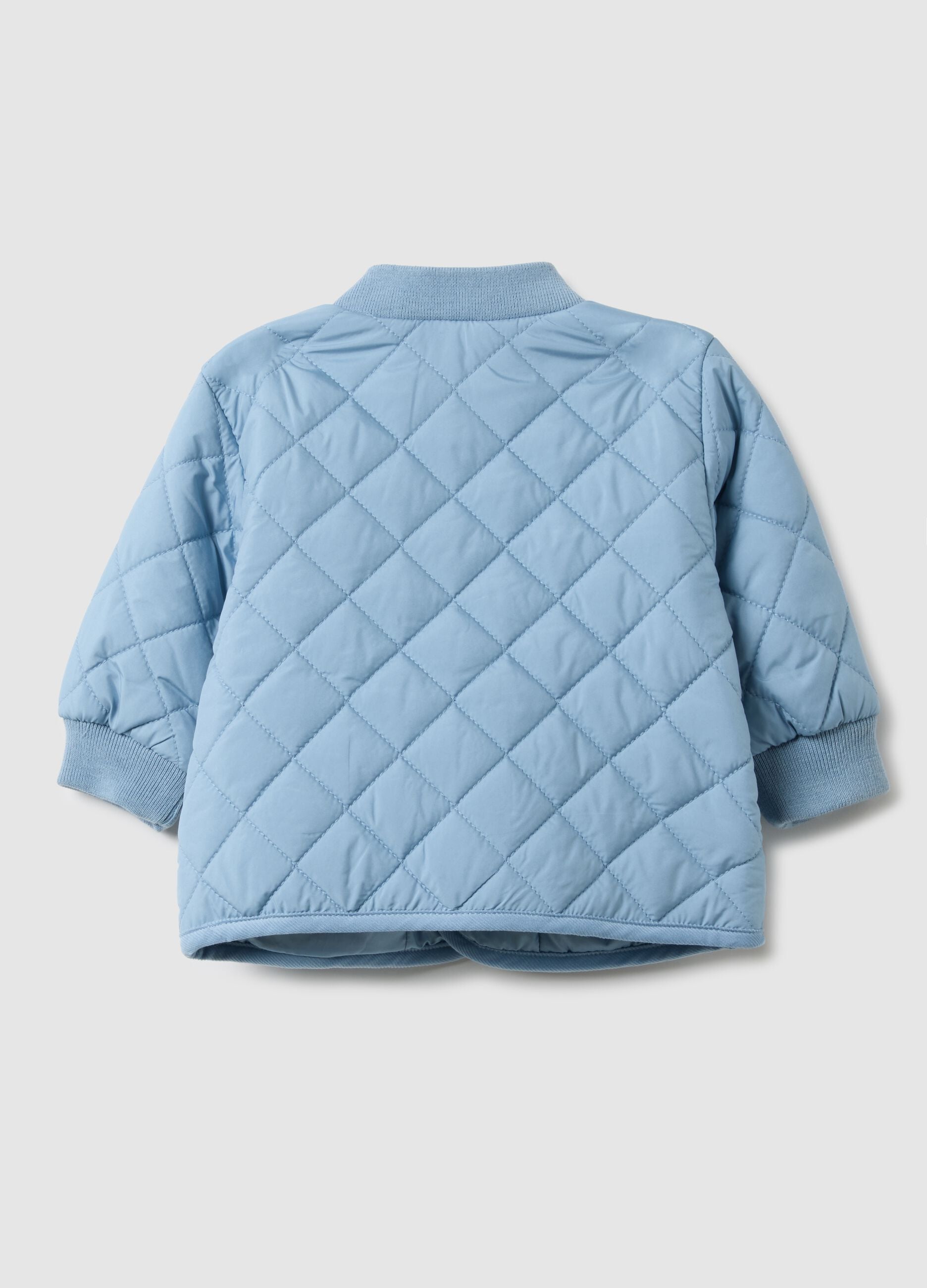 Regular fit blue quilted baby jacket