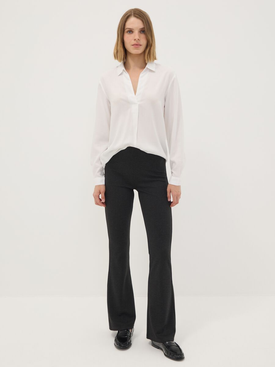 Grey flared leggings in stretch viscose Milano stitch_0
