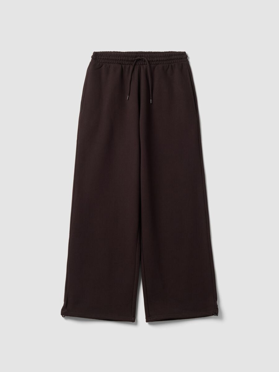 Jogger marroni in puro cotone con vita elastica over fit_0