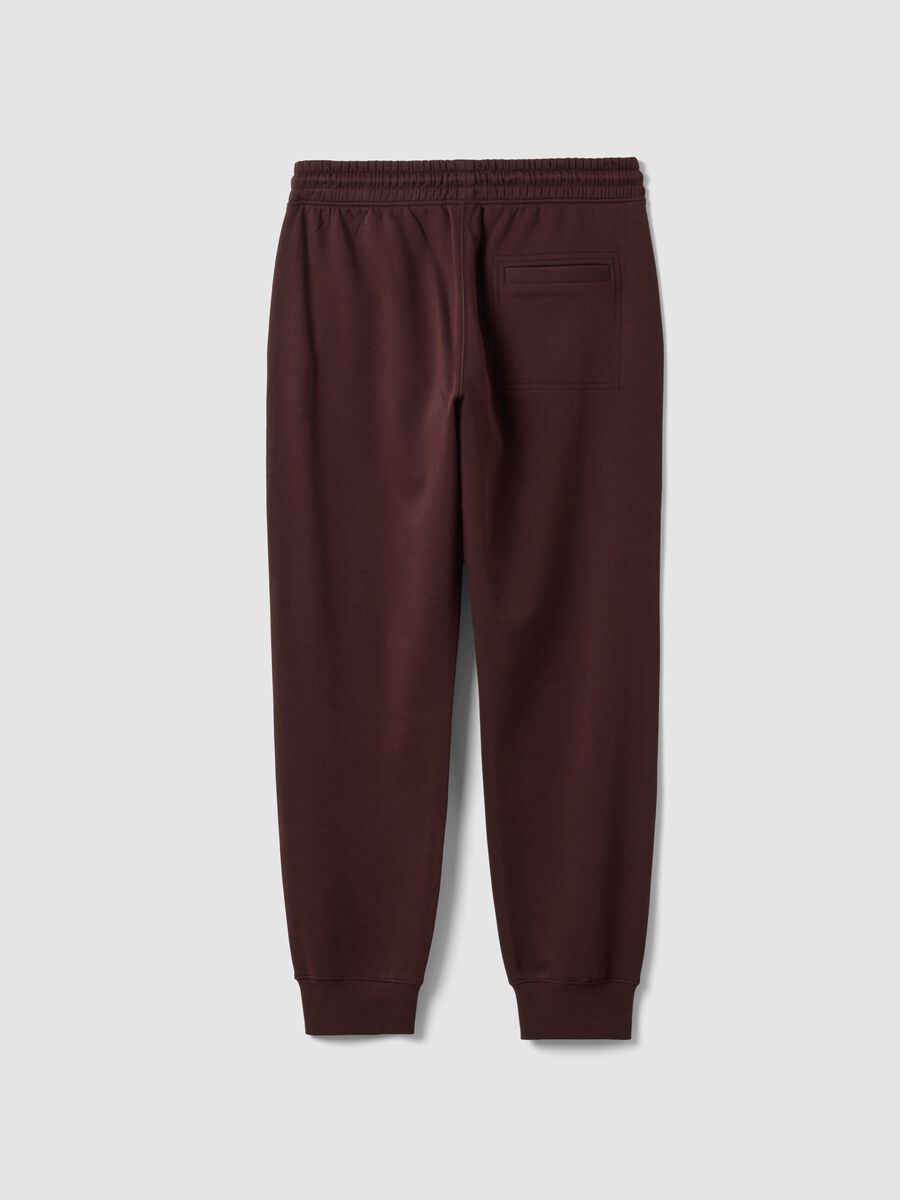 Jogger marroni in misto cotone con fondo a polsino e coulisse_2