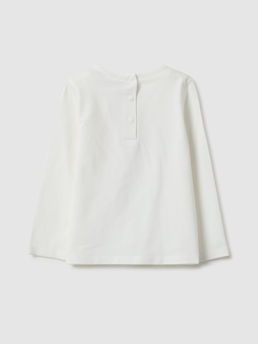 Girls' long-sleeve white T-shirt in cotton blend regular fit_1