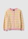 Girls' regular fit multicolour striped pure cotton cardigan_0