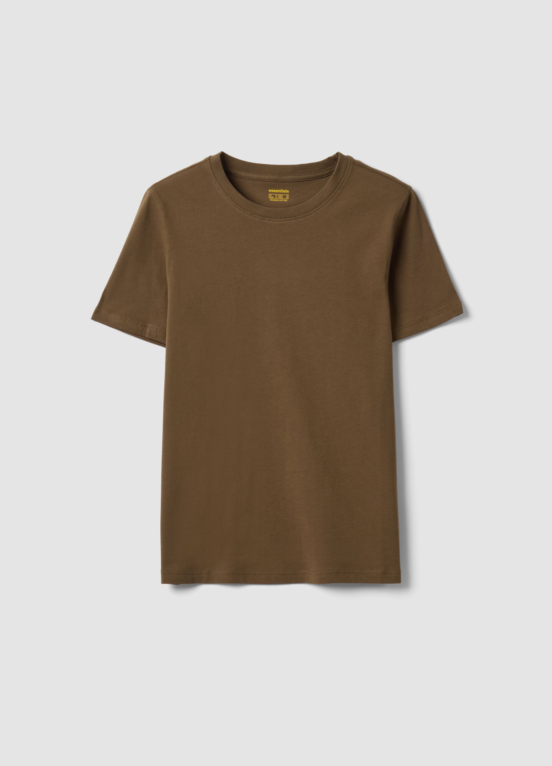 T-shirt verde in puro cotone organico a girocollo regular fit