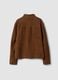 Brown genuine leather jacket with zip, regular fit_2