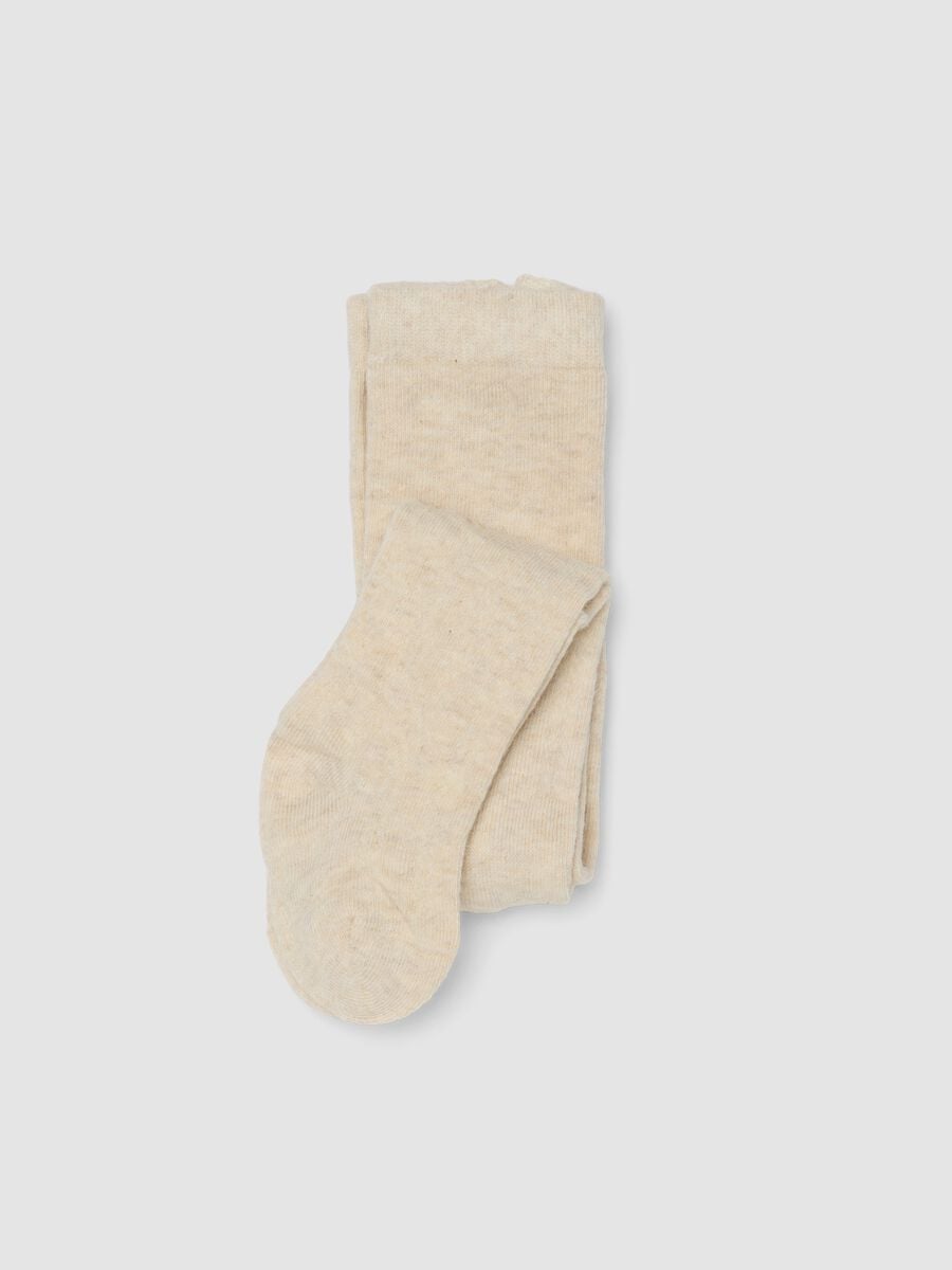 Beige organic stretch cotton tights_0