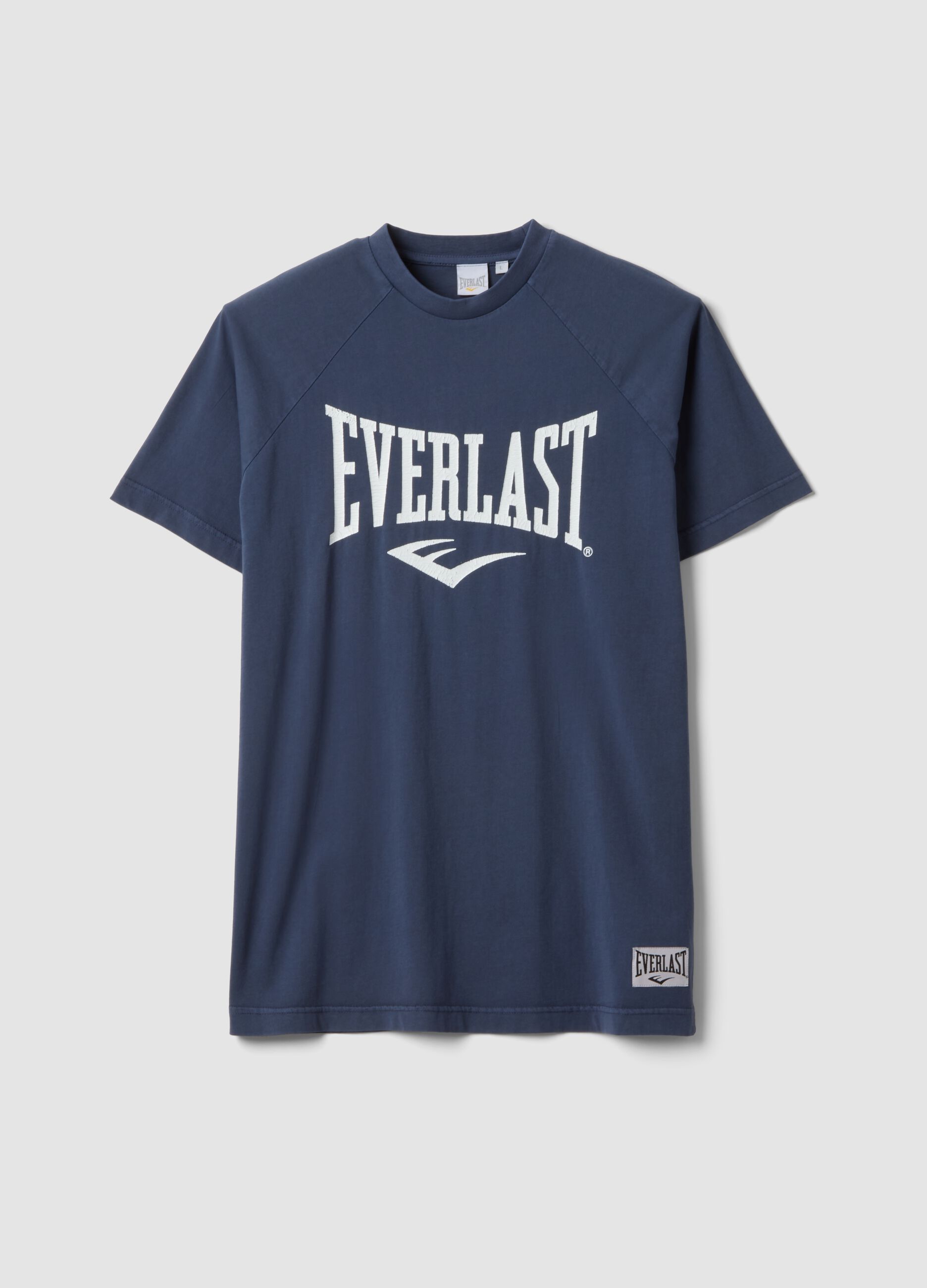 Blue pure cotton regular fit t-shirt with Everlast logo